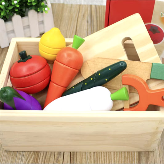 Simulation Kitchen Series Montessori Cut Fruits and Vegetables Wooden Toys Classic Pretend Play Cooking Interest Cultivation