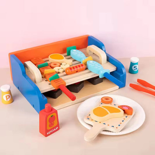 Mini Wooden BBQ Play Set with Grilling Accessories