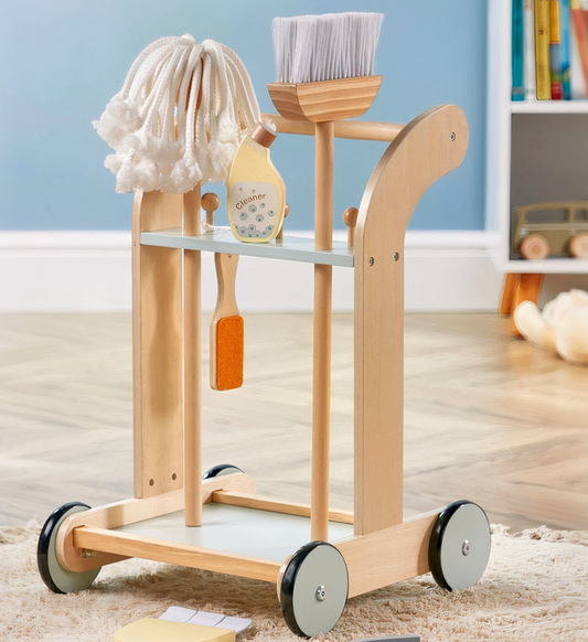 Wooden Cleaning Trolley – Fun & Interactive Play for Little Helpers